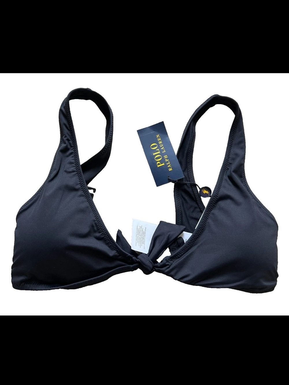 Ralph Lauren Black Knot-Front Bandeau Bikini Top